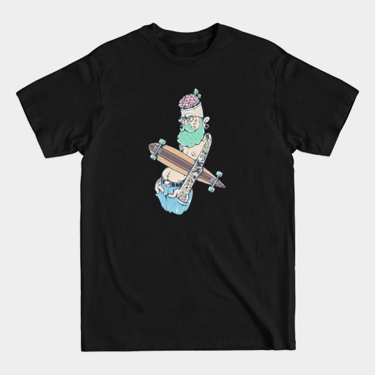 Discover Hipster with Skateboard and Brains - Hipster - T-Shirt