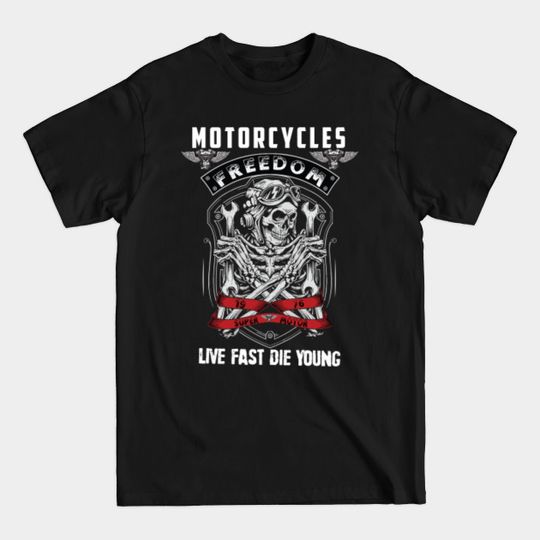Discover Motorcycle - Skull Motorcycle - T-Shirt