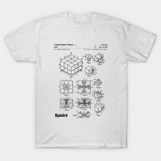 Discover Rubik's Cube Patent Black - Rubiks Cube - T-Shirt