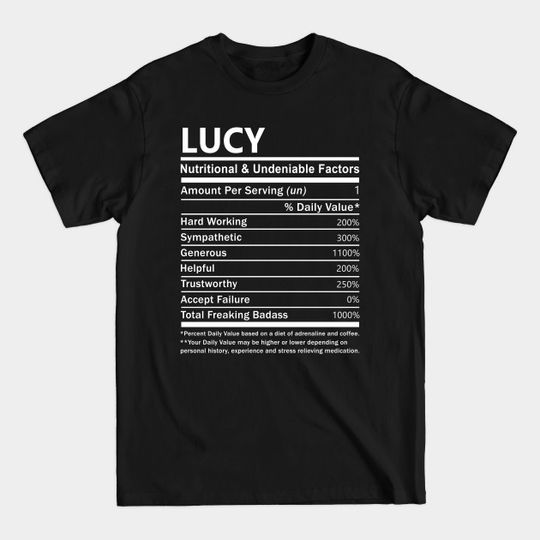 Discover Lucy Nutritional and Undeniable Name Factors T-Shirt