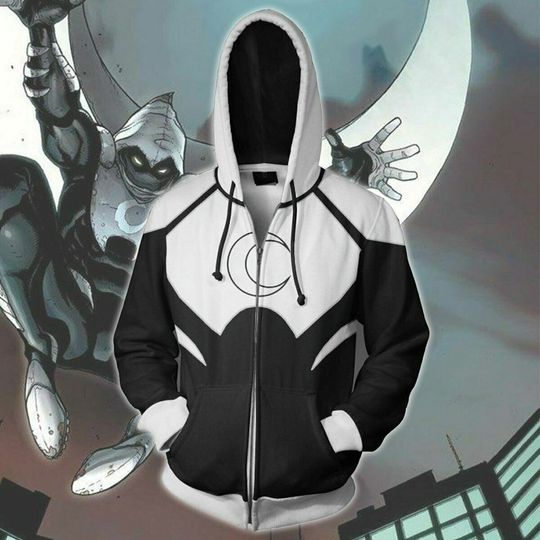 Discover Moon Knight Hoodie, Cosplay Zip 3D Hoodie