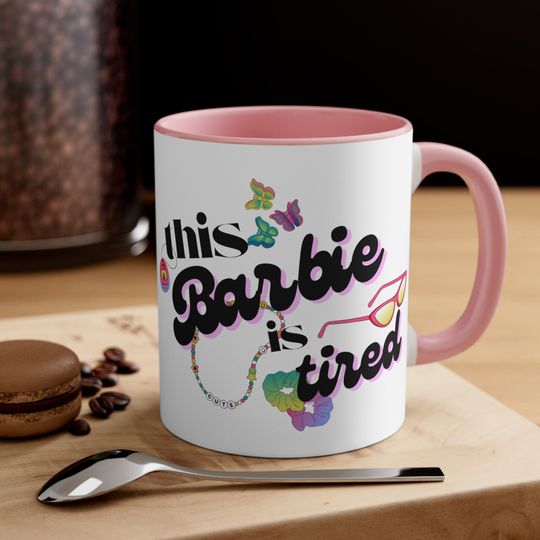 Discover This 'B' is Tired Ceramic Mug with Pink Interior