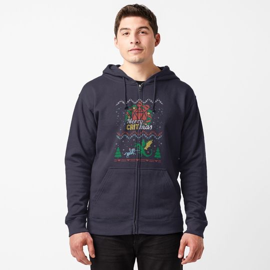 Discover Merry CRITmas Zipped Hoodie