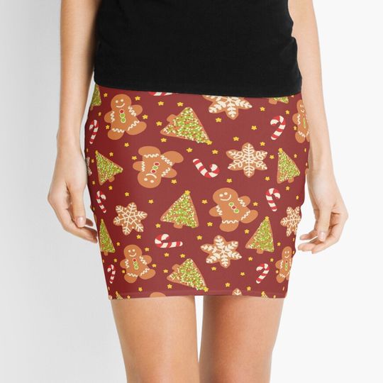 Discover Gingerbread Cookies Christmas Mini Skirt