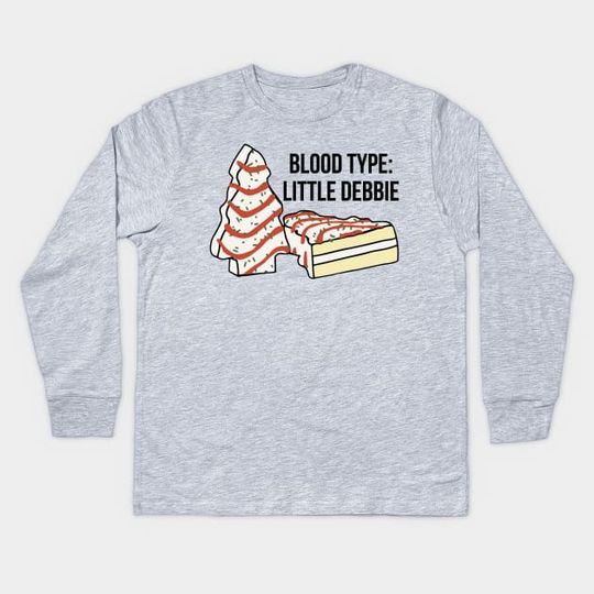 Discover Christmas Tree Cakes Blood type little Debbie Kids Long Sleeve T-Shirt