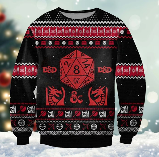 Discover DnD Dungeons and Dragons Christmas Ugly Sweater