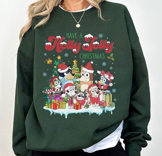 Discover Blu.ey Blue Dog Matching Family Christmas Sweatshirt