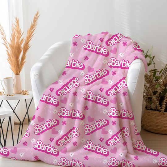 Discover Pink Barbie Minky Blanket