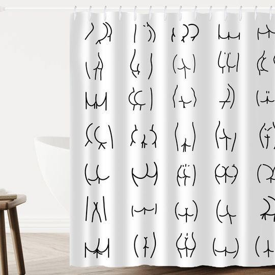Discover Funny Bathroom Shower Curtain - Modern Decor with Humorous Butt Design