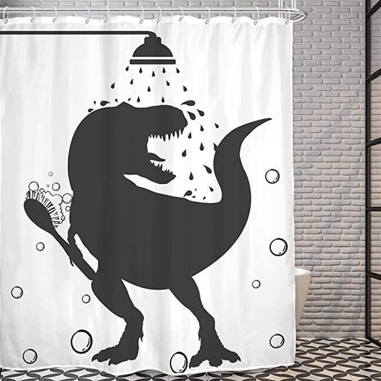 Discover Meme Cartoon Animal Shower Curtain - Funny Dinosaur Design