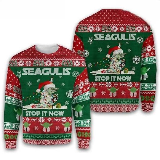 Discover Seagulls Stop It Now 3D All Over Printed T-shirt, Santa Monster Ugly Christmas Sweater, Xmas Sweatshirt, Christmas Gift