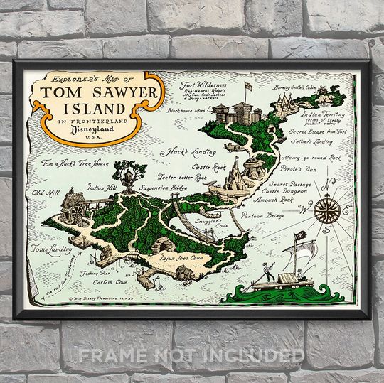 Discover Tom Sawyer Island Map Premium Matte Vertical Poster