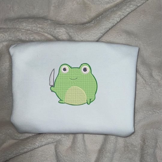 Discover funny cute frog Embroidered Sweatshirt