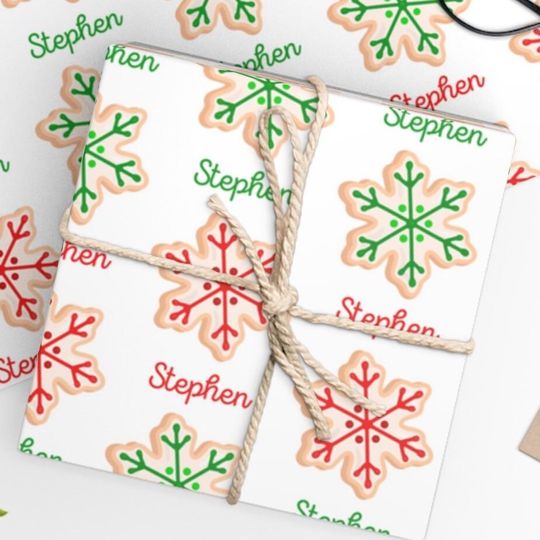 Discover Snowflake Christmas Cookies Wrapping Paper