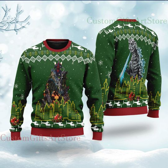 Discover Christmas Sweater god zilla Ugly Christmas Sweater