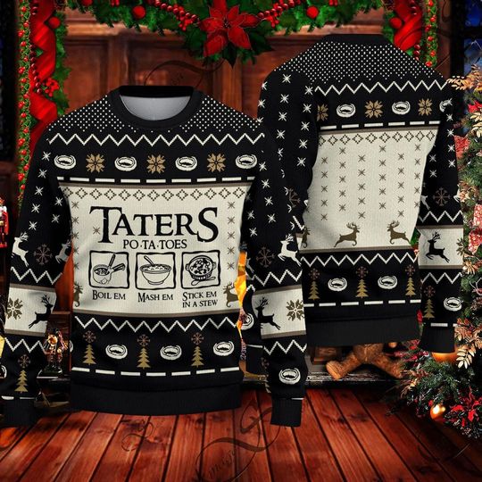 Discover Taters Christmas Ugly Sweater, LOTR Taters P
