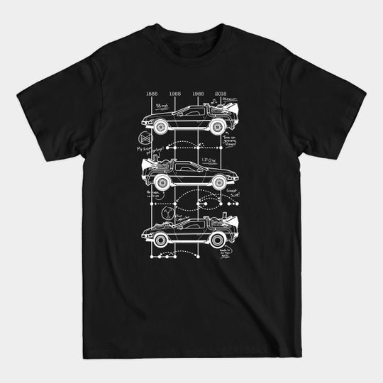 Discover Time Machine Schematics - Delorean - T-Shirt