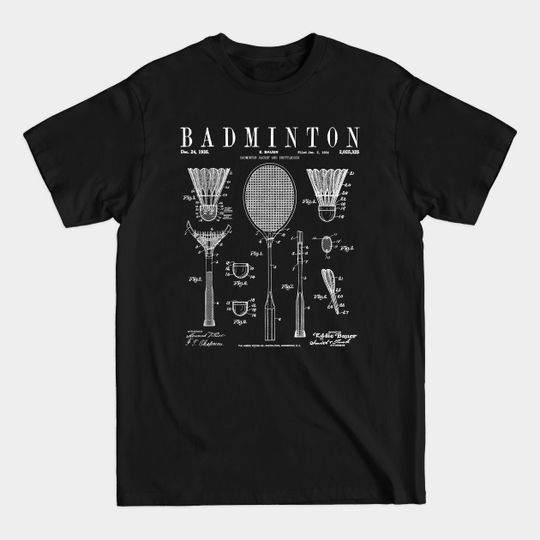 Discover Badminton Old Vintage Patent Drawing Print - Badminton - T-Shirt