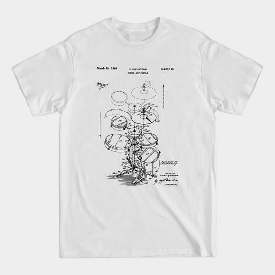 Discover Drummer Gift Idea - Drum Assembly Kit Blueprint - Drummer Gift Idea - T-Shirt