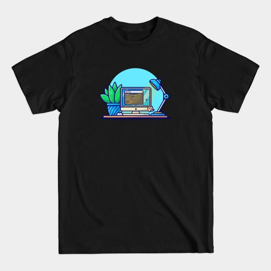 Discover Workspace Cartoon Vector Icon Illustration - Laptop - T-Shirt