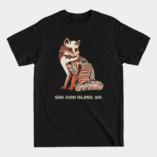 Discover San Juan Island, Washington Native American Tribal Fox Haida Style Gift - Fox Lover - T-Shirt