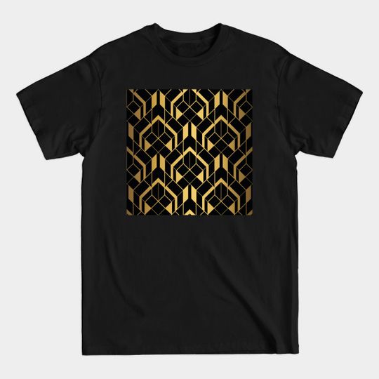 Discover Heavy Faux Foil Gold and Black Diamond Vintage Art Deco Geometric Pattern - Black And Gold - T-Shirt