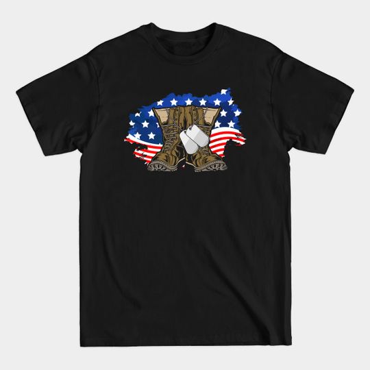 Discover Veteran Boots American Flag Dog Tag - Veterans - T-Shirt