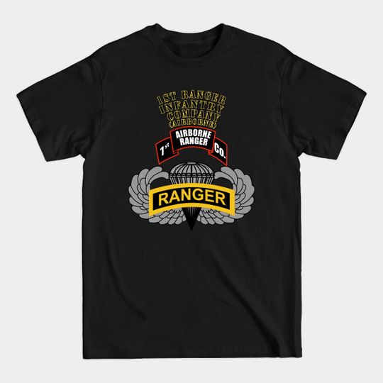 Discover 1st Ranger Infantry Co - Airborne Badge - Tab - 1st - T-Shirt