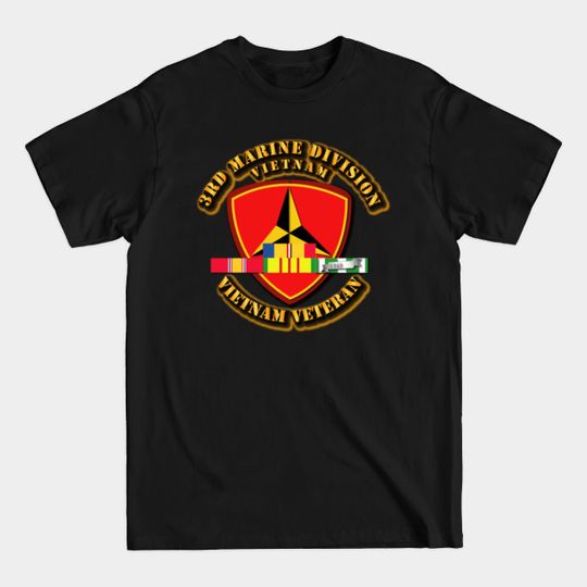 Discover 3rd Marine Division w SVC Ribbons - 3rd Marine Division W Svc Ribbons - T-Shirt