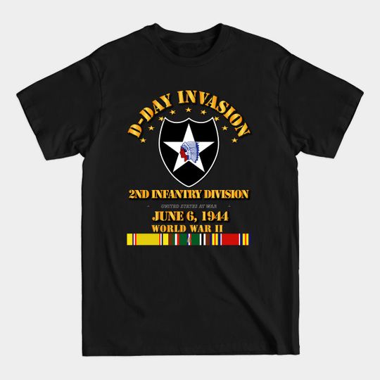 Discover 2nd Infantry Div - D Day w Svc Ribbons - 2nd Infantry Div - T-Shirt