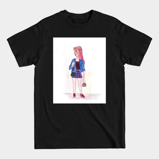 Discover Pink Hair don't care - drawing - Pink Hair - T-Shirt