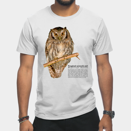 Discover Tropical screech owl black text - Bird Lover - T-Shirt