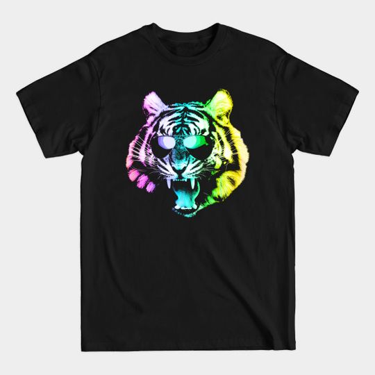 Discover Big Rainbow Tiger with Glasses - Tiger - T-Shirt