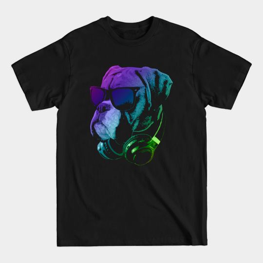Discover DJ Boxer Dog In Neon Lights - Boxer Dog - T-Shirt