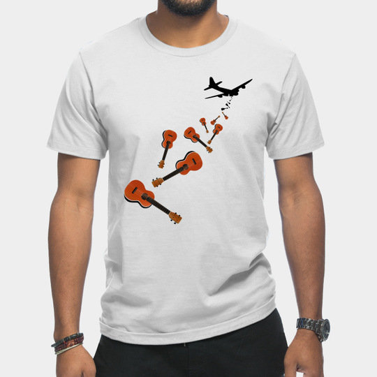 Discover Bomber Plane Dropping Ukuleles - Ukulele - T-Shirt