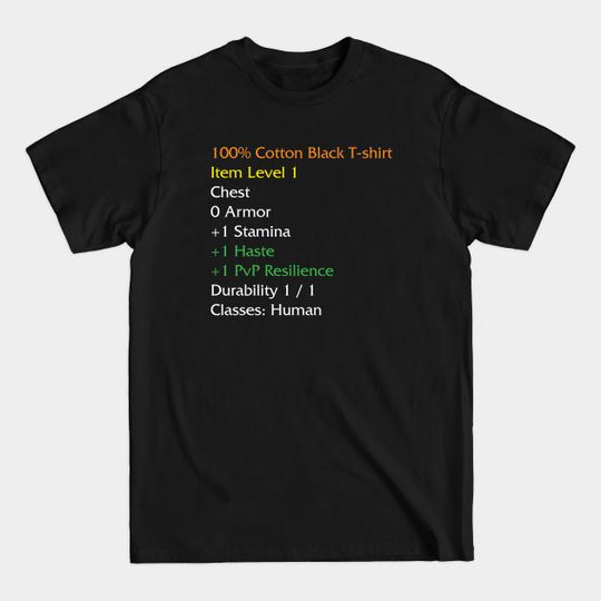 Discover WoW Funny Shirt | Item stats description Black T-shirt meme - World Of Warcraft - T-Shirt