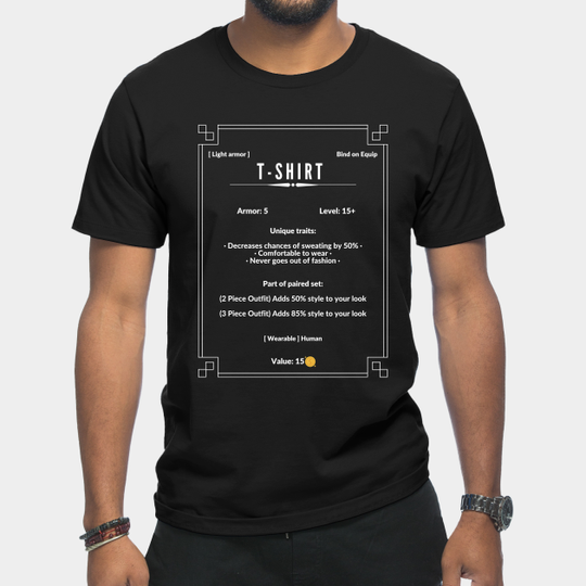 Discover WoW RPG Item Description - Funny T-shirt with Stats - World Of Warcraft - T-Shirt