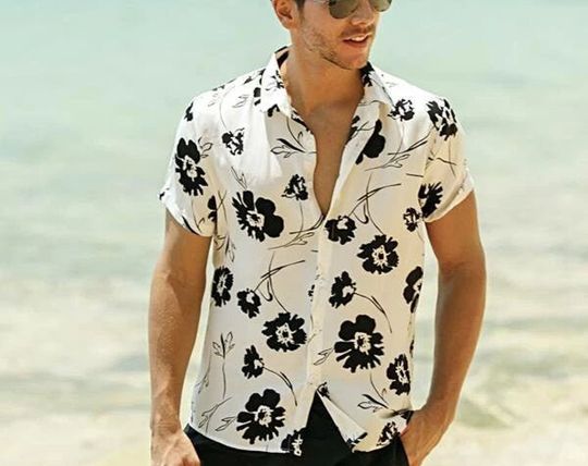 Discover Men's Floral Button Up Beach Shirt