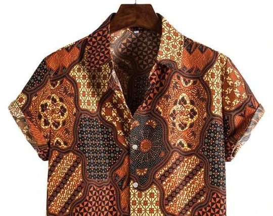 Discover Men's Tribal Print Beach Button Up Shirt