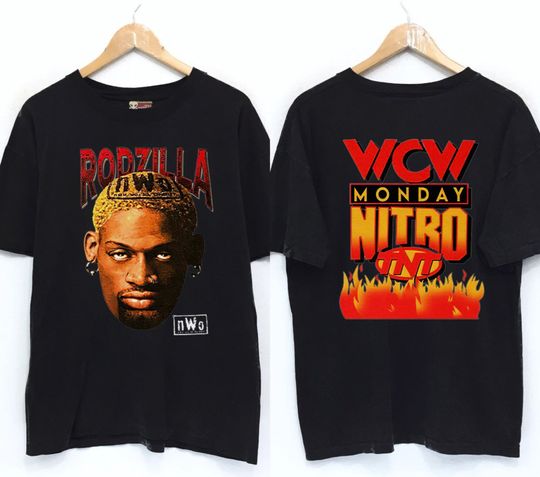 Discover 90's Rodzilla Dennis Rodman N.W.O WCW Monday Nitro T-Shirt, Vintage Dennis Rodman Shirt, WCW Monday Nitro Tee