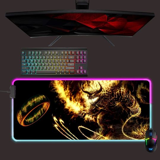 Discover Lord of the rings led mouse mat, lotr Balrog rgb mouse pad, gaming mouse pad