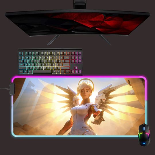 Discover Overwatch led mouse mat, Mercy rgb mouse pad, gaming mouse pad
