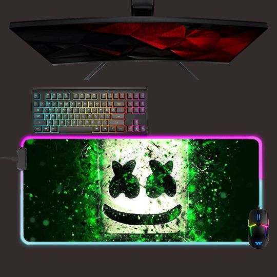 Discover Marshmello led mouse mat, rgb mouse pad, gaming mouse pad, desk mat, gift for gamer