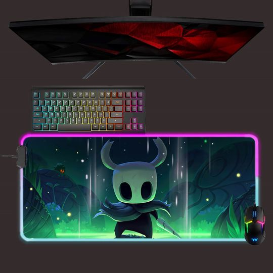 Discover Hollow Knight led mouse mat, rgb mouse pad, gaming mouse pad, desk mat, gift for gamer