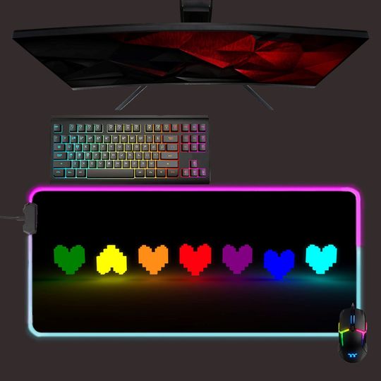 Discover Undertale led mouse mat, heart rgb mouse pad, gaming mouse pad, desk mat, gift for gamer