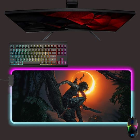 Discover Shadow Of The Tomb Raider led mouse mat, rgb mouse pad, gaming mouse pad, desk mat, gift for gamer