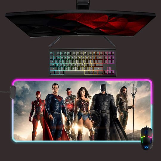 Discover Justice League led mouse mat, rgb mouse pad, gaming mouse pad, desk mat