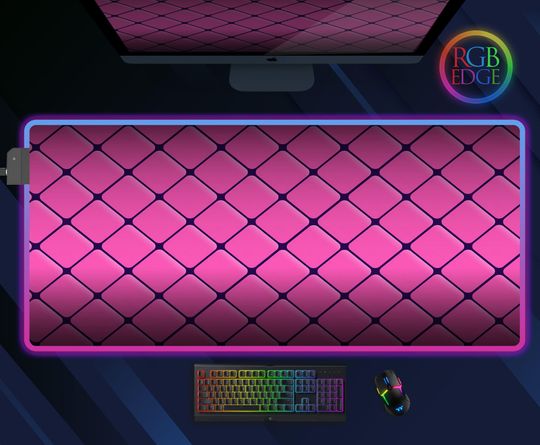 Discover Cute RGB Mousepad, Aesthetic Pink Abstract Desk Mat, Gaming LED Mouse Mat, Large Keyboard Mat