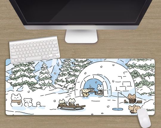 Discover Cute Desk Mat Kawaii Mouse pad, Bunny And Bear Cute Anime, Japanese Kawaii Pastel Mouse Pad