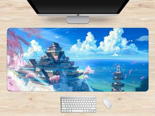 Discover Anime Desk Mat, Japanese landscape desk mat xl, extra large gaming mouse pad, Cherry blossom, Anime Aesthetics scenery